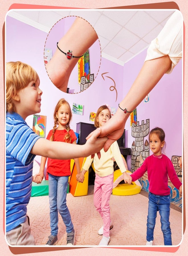 Highergo 12 Pcs Teacher Bracelets Appreciation Gifts Bulk Blessing Card Bracelets for Women Men Teacher Blessing Bangle Greeting Gift for Back to School Christmas(Apple Style) - Image 5